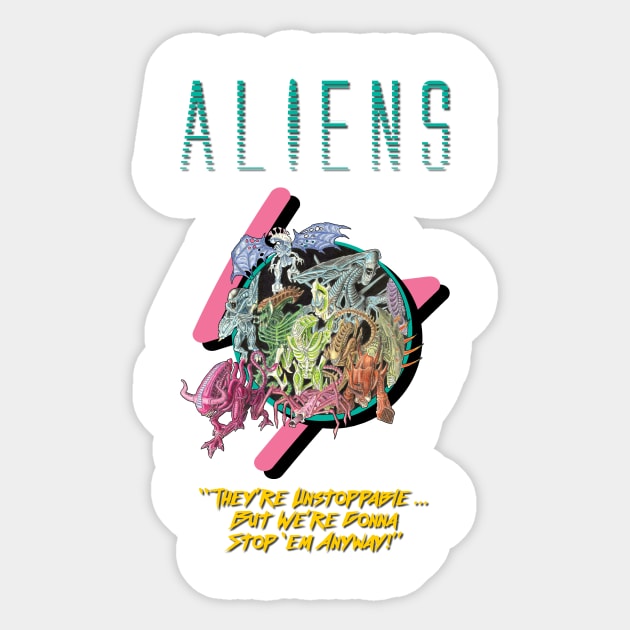 Aliens 35th Anniversary Commemorative Shirt Sticker by Perfect Organism Podcast & Shoulder of Orion Podcast